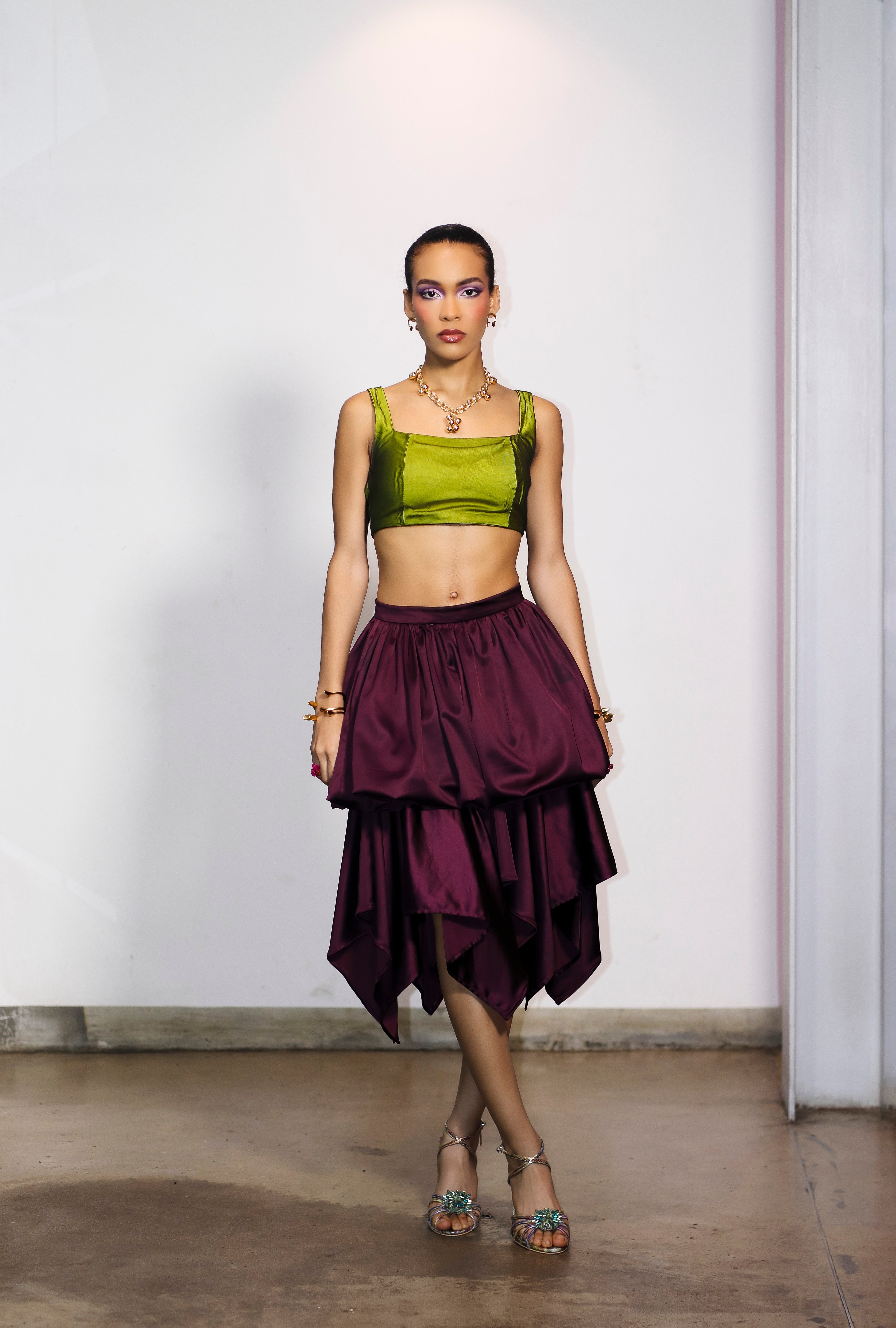 PIA OLIVE MESH TOP