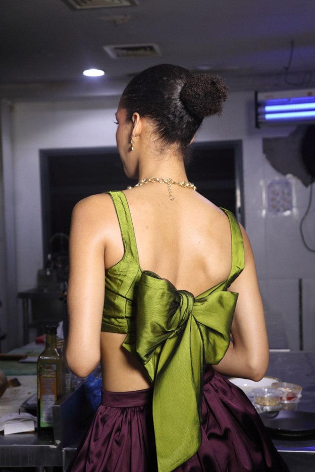 PIA OLIVE MESH TOP